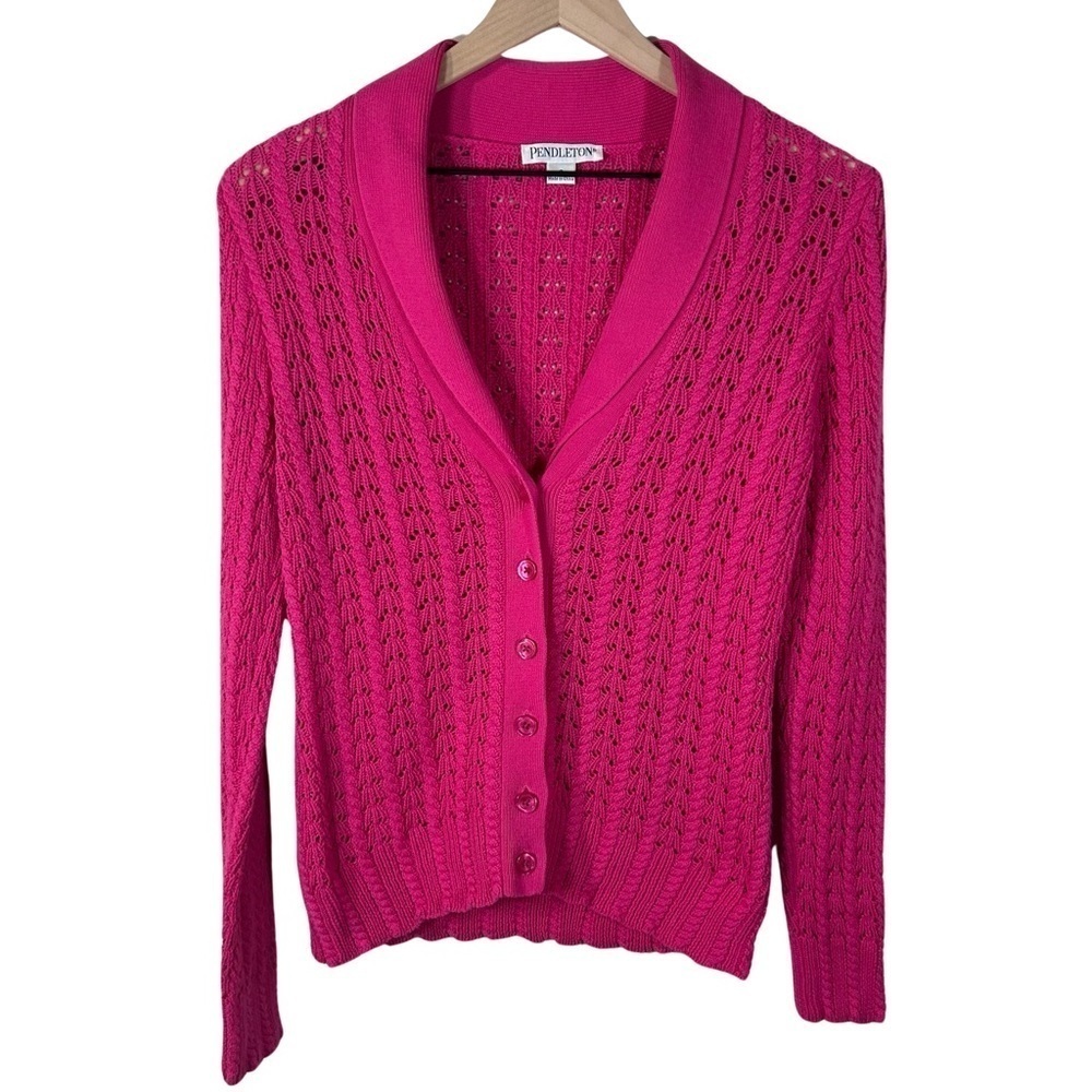Vintage Pendleton Loose Woven Pink Cardigan, Size S